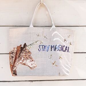 Stay Magical Mud Pie Unicorn Oversized Tote Bag